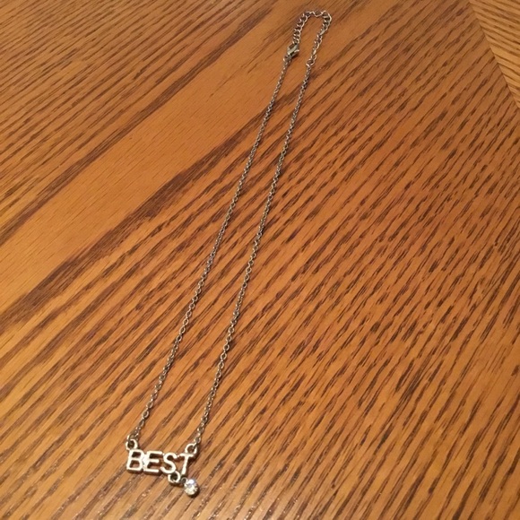 “Best” Silver Necklace with Silver Stud Jewel - Picture 2 of 7